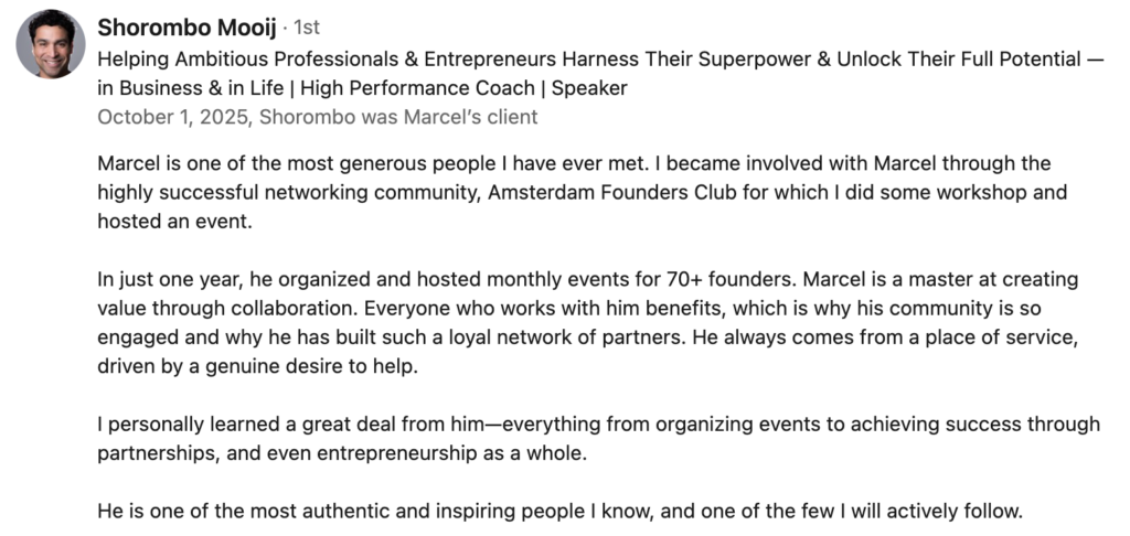 Shorombo Mooij testimonial